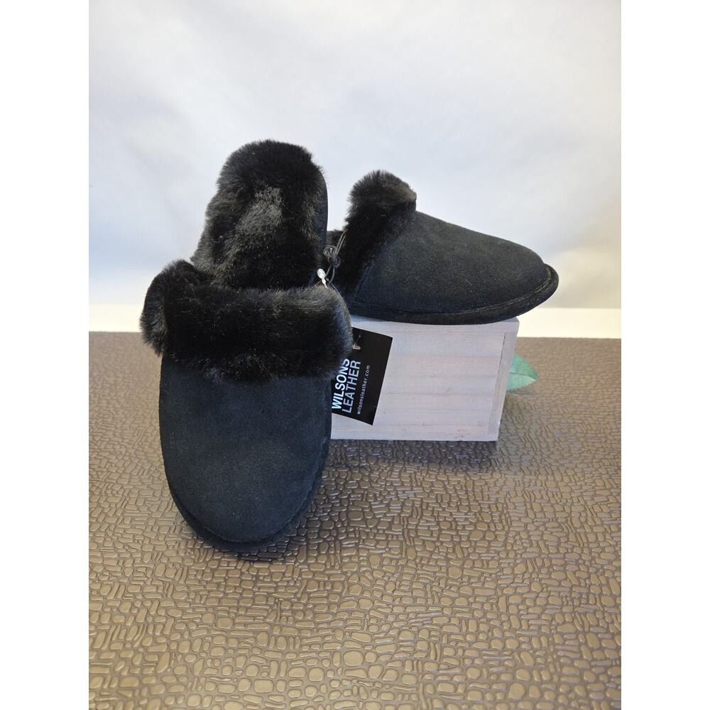 Wilsons Leather Slippers Black Womens Size Small